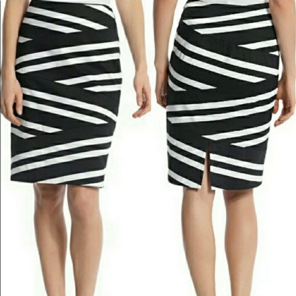 Whbm black and white pencil skirt
